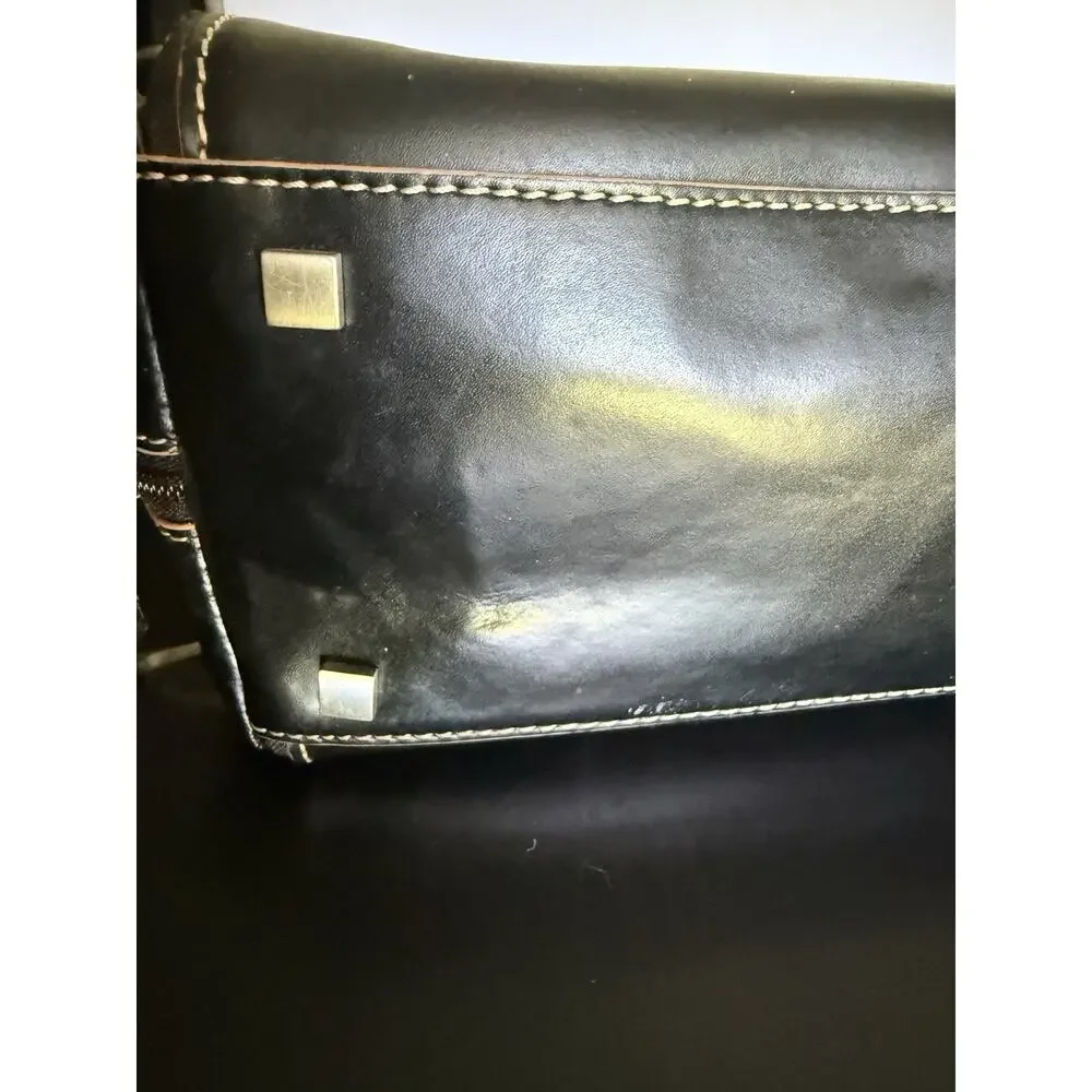 Vintage Franklin Covey Black Leather Laptop Briefcase 720455 Detachable Case
